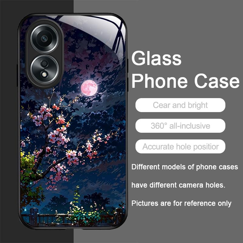 Закаленное стекло с рисунком «Лунная сакура» для телефона OPPO Realme 14 13 Pro Plus 12 11 10 Neo 3 X7 PRO C75 5G