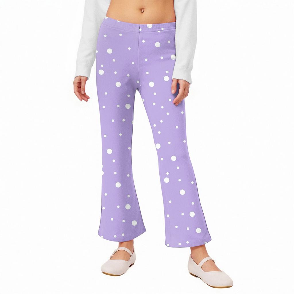Girls' Flared Leggings - Printed Bell Bottom Pants