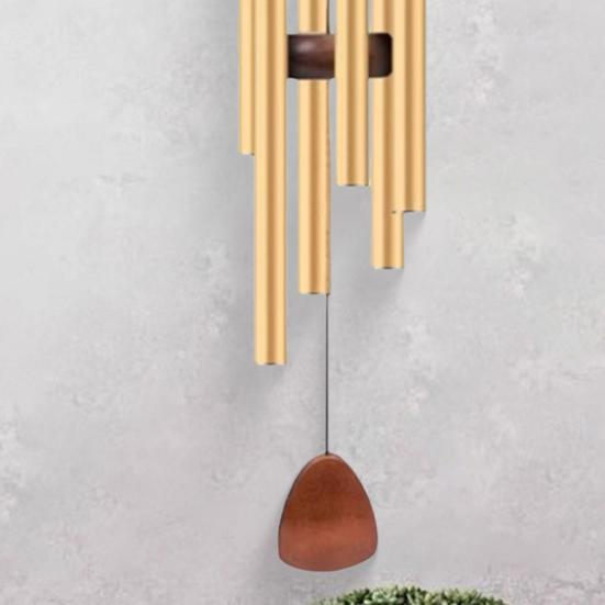 Retro Wind Chime with 6 Aluminum Tubes S-shaped Hook Natural Soothing Melody