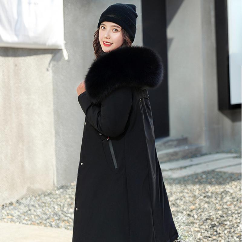 Зимняя мода с капюшоном, большим меховым воротником, мягкие длинные парки, пуховое хлопковое теплое пальто, водонепроницаемая ветровка, куртка, носить с обеих сторон