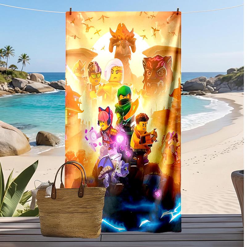 Ninjago Printed Quick Dry Beach Towel Super Absorbent Soft Lightweight Bath Towel for Pool Summer Travel