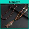 Style Vintage Pendant Necklace Ethnic Wood Beaded Handmade Women Sweater Necklace Jewelry Gift Fashion Accessories