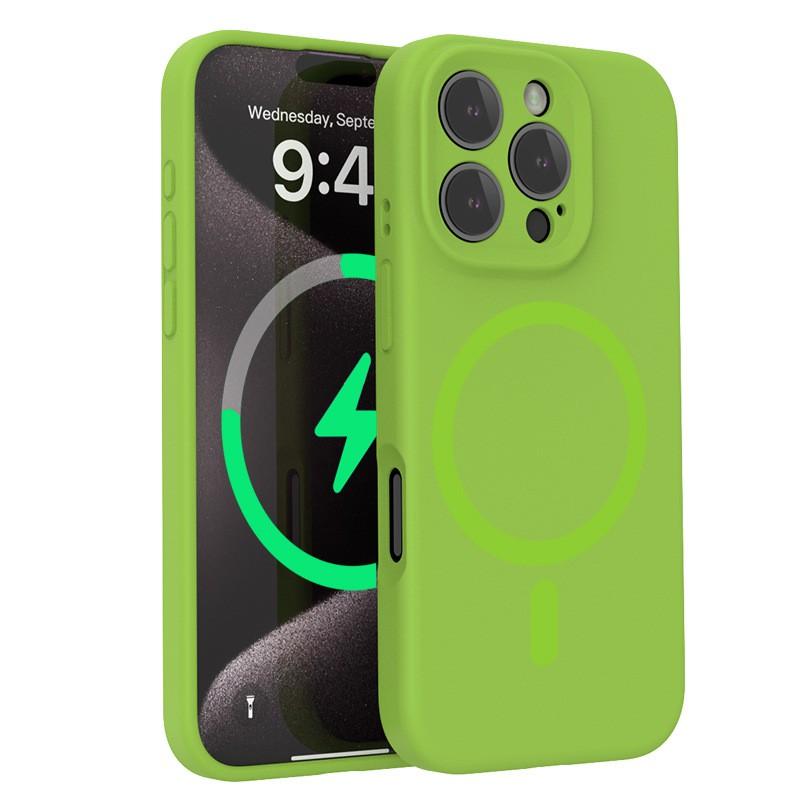 Liquid Silicone Phone Case IPhone 16 Pro Max With Magnetic Adsorption Lens Protection Shockproof Anti-Scratch