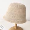 New Knitted Hollow Breathable Bucket Hat Women's Foldable Basin Hat Spring and Autumn Plain Hat Bucket Hat Shows Small Face