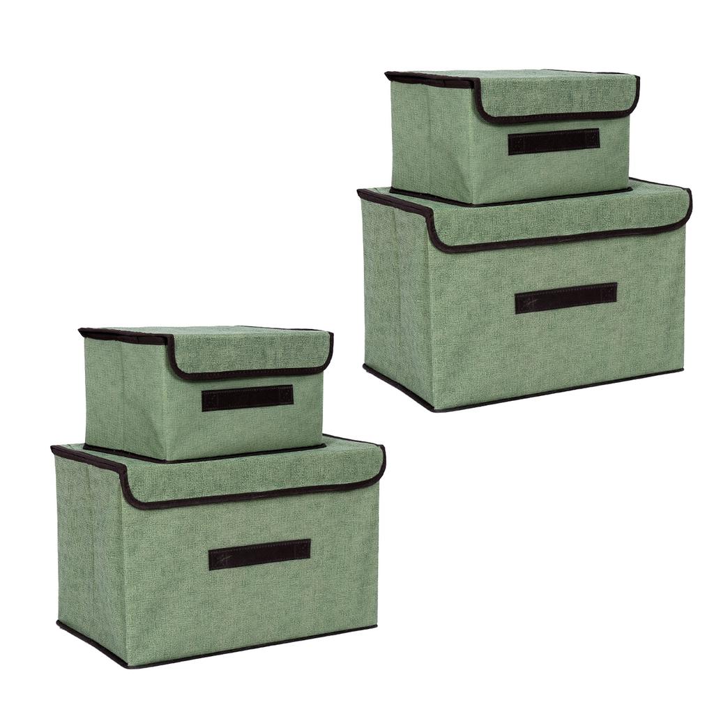4 Pcs Non Woven Storage Box Case Dustproof Collapsible Two Large and Two Small for Household Home