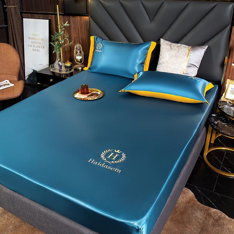 2PC/3PC 1 комплект шелковых простыней атласная шелковистая простыня на резинке нескользящий чехол для матраса покрывала постельное белье моющийся чехол для матраса