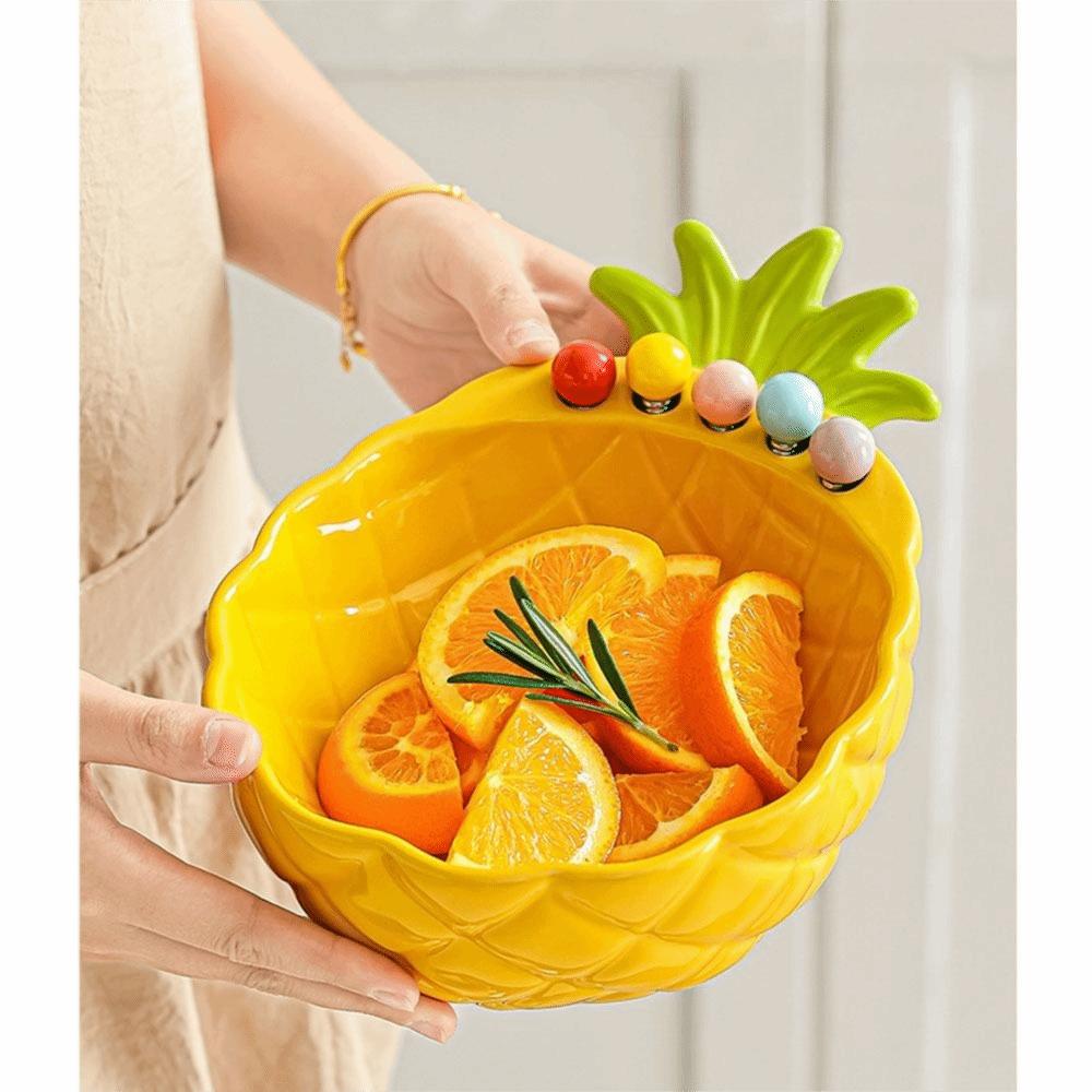Cream-Style Fruit Serving Plate Reusable Ceramic Fruit Bowl Ceramic Fruit Plate Desktop Decoration