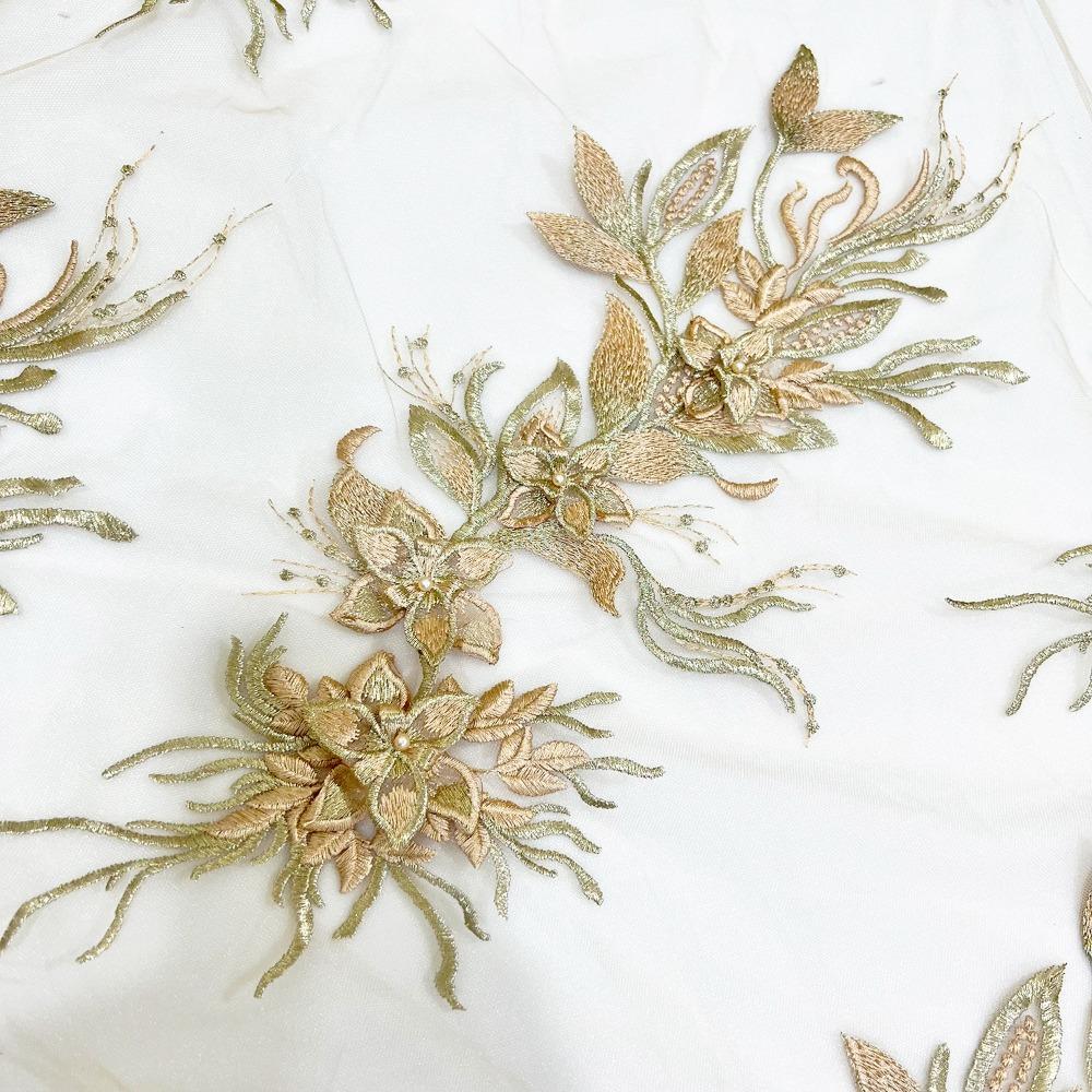 Lace Texture 3D Embroidery Patches Handmade Clothing Applique Mesh-Backed Patches Multi-Color Garment Lace DIY Projects