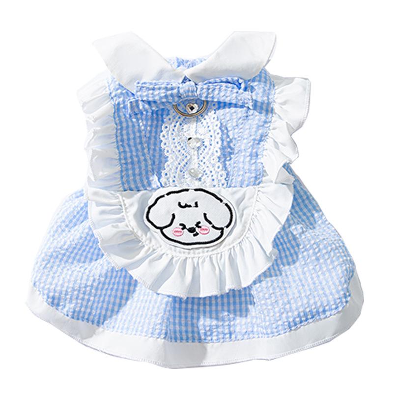 Cat Clothes Lace Lady Traction Skirt Spring and Summer Thin Breathable Blue Cat Hairless Cat Pet Clothes