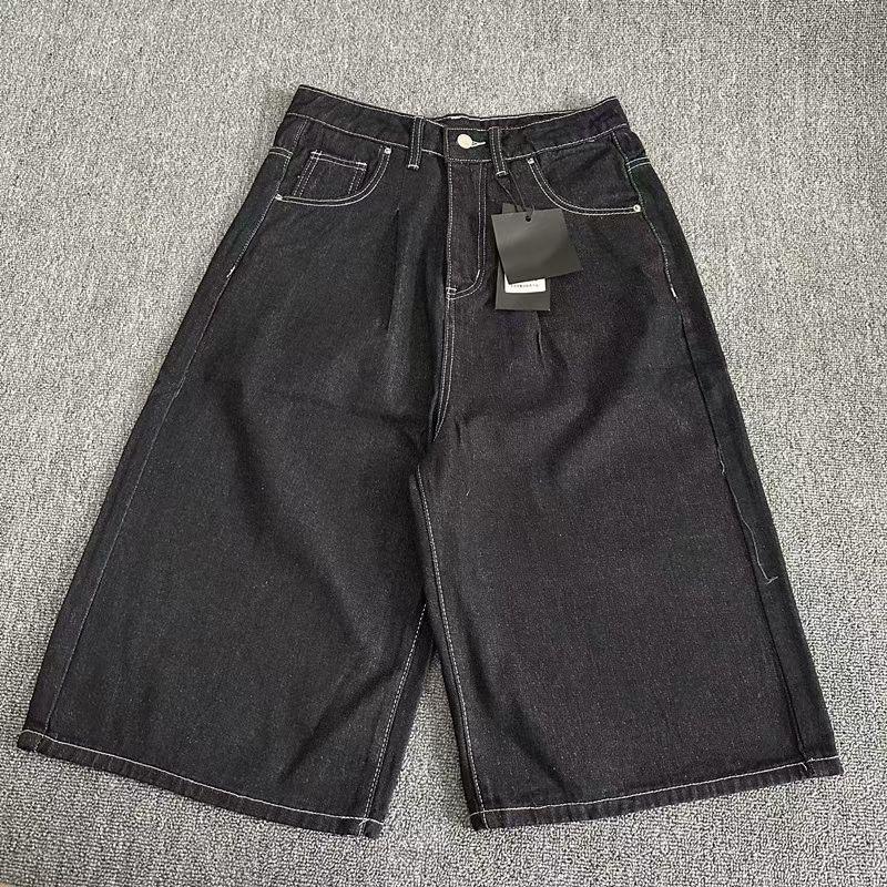 ZYLLO Американский мультяшный принт Широкие джинсовые укороченные брюки Свободные повседневные прямые шорты