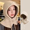 Drawstring Knitted Beanie Cap Thicken Snood Collar Hood Soft Scarf Balaclava Hats Women&Men