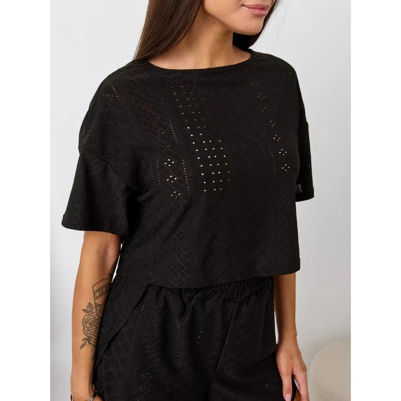 Европейский и американский трансграничный весенне-летний новый женский топ + шорты, комплект из двух предметов