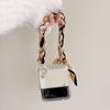 Woman Portable Chain Of Silk Scarves Phone Case For Samsung Galaxy Z Flip 4 3 5g Hinge Full Protection Clear Hard Pc Cover