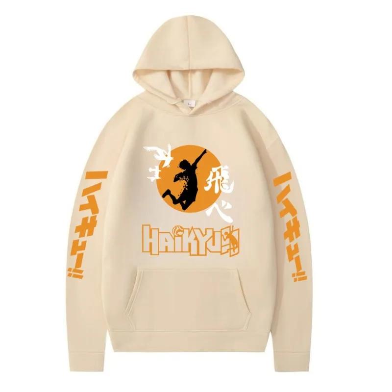 Японская анимация Haikyuu Принтованное мужское худи Брендовое худи Y2K Одежда Винтажная мода Унисекс Пуловеры с длинным рукавом