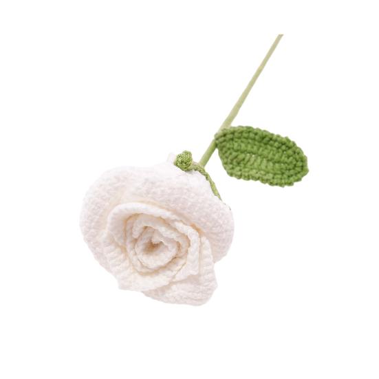 Вязаный крючком цветок розы ручной работы, вязаный букет роз с листьями, День святого Валентина, годовщина, день рождения, искусственная роза, подарок для женщины, учителя, мамы, подруги