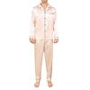 2Pcs/Set Silk Satin Men Pajama Set Button Down Long Sleeve Pajama Top with Notch Collar