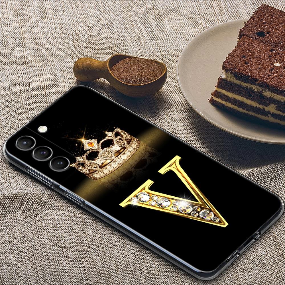 Алмазная Корона Первые Буквы Буква N Прозрачный Чехол Samsung S24 Ultra Для Galaxy S21 S20 FE S22 Ultra S23 S24 Plus Чехлы Мягкий Чехол