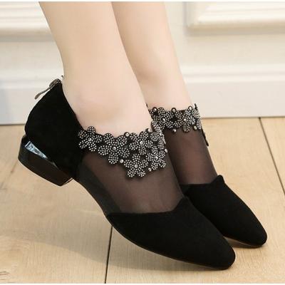 Новые женские сандалии 2025 Модные женские сандалии со стразами и цветами на низком каблуке Женские сетчатые сандалии больших размеров Sandalias Mujer