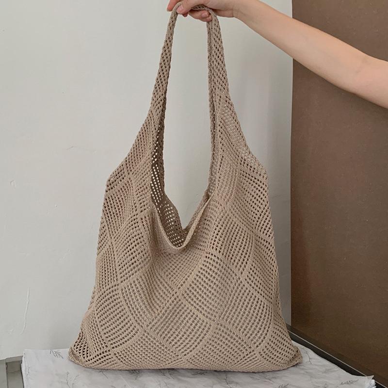 Вязаная сумка-тоут большой вместимости, вязаная сумка через плечо для покупок