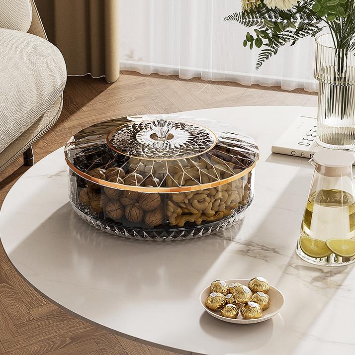 Высококачественная коробка для хранения закусок, вращающаяся на 360 градусов, прозрачная, для конфет и сухофруктов, поднос для закусок, настольный декор.