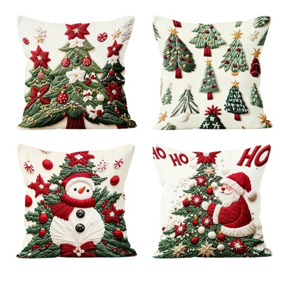 45x45cm Christmas Pillowcase Cartoon Santa Snowman Elk Pillow Case Christmas Decoration
