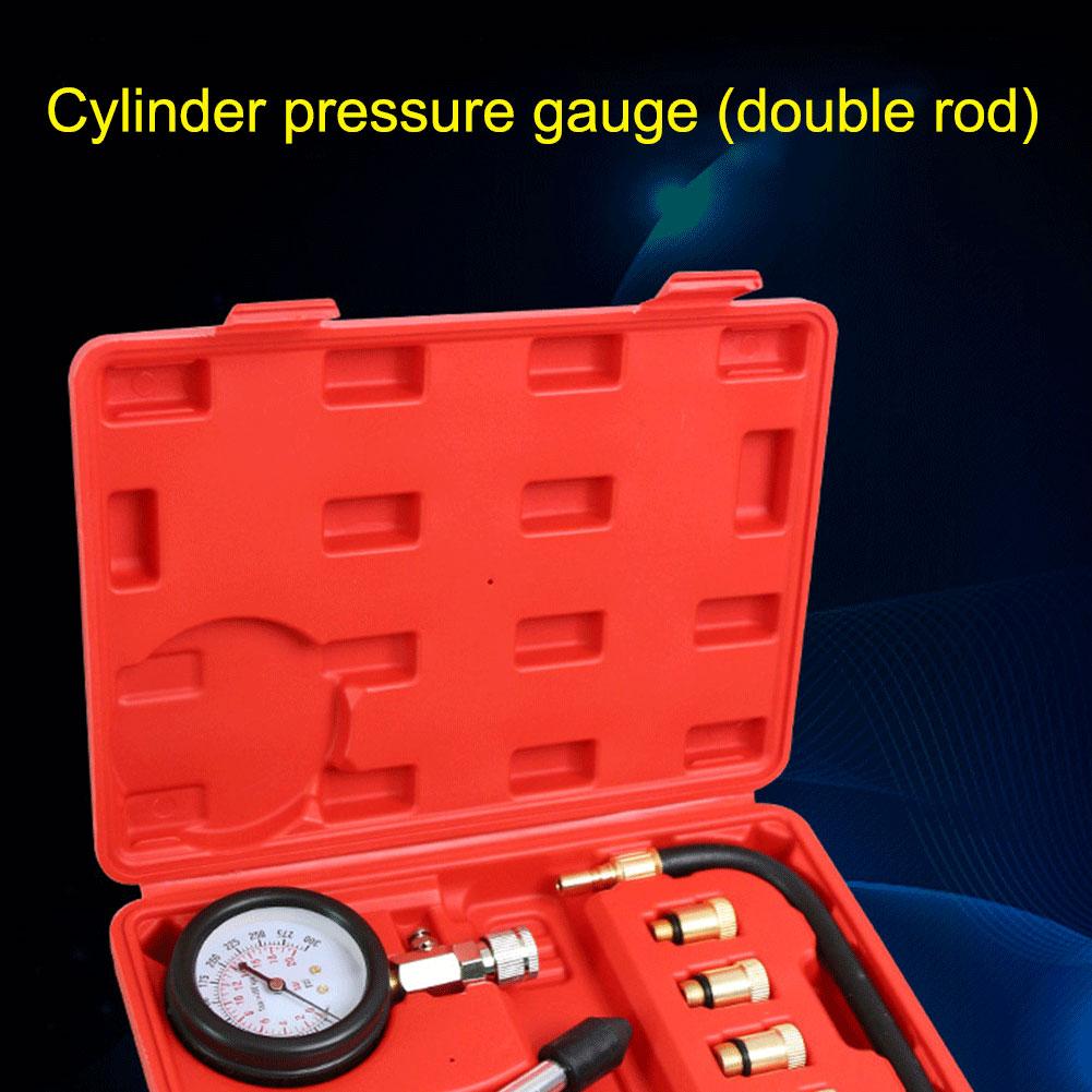 8Pcs Automotive Cylinder Tester Kit with M10 M12 M14 M18 Adapter Compression Tester Kit 0-300 PSI Pressure Gauge