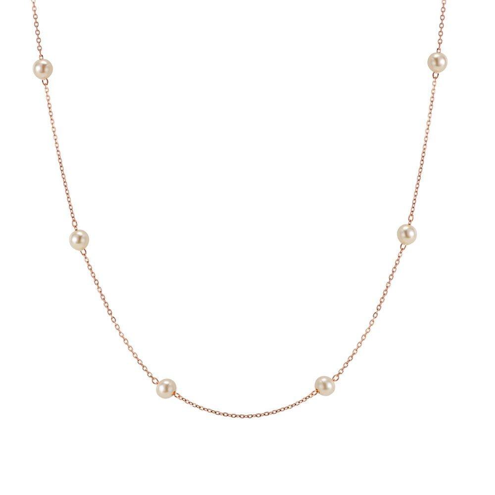 Ожерелье-цепочка из 14-каратного золота с 4-миллиметровым жемчугом