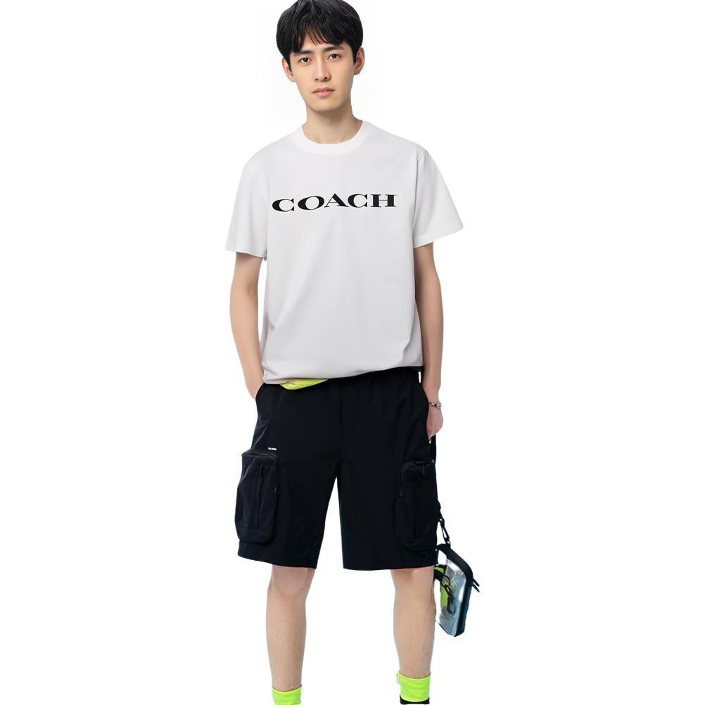 COACH T Shirts Men's White Crew Neck Moderate C9693-CR