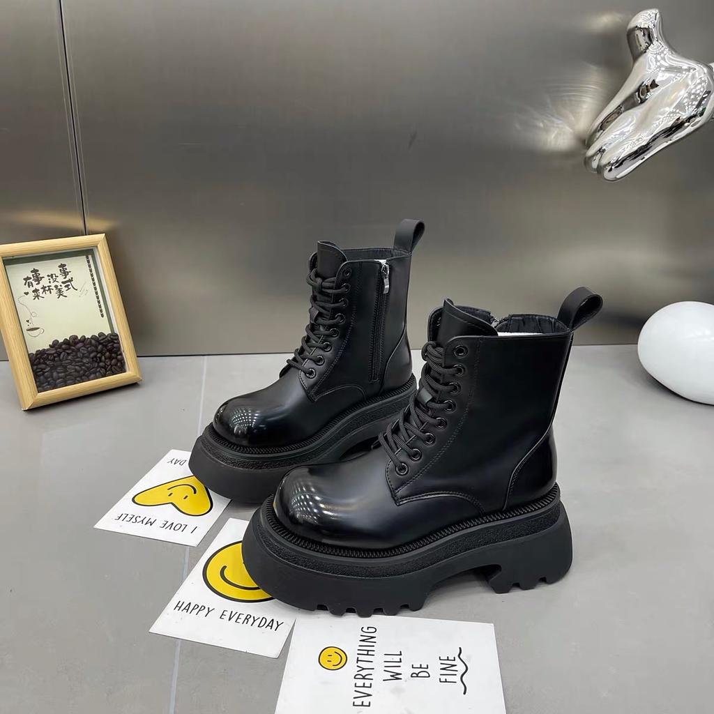 Модные женские ботинки AJGS в стиле минимализма на шнуровке, на толстом каблуке и платформе, женские повседневные ботинки в британском стиле с толстой подошвой, увеличивающие рост