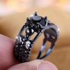 Retro Gothic Punk Black Skull Rings for Women Men Halloween Black Gold Color Rings Jewelry Accessories