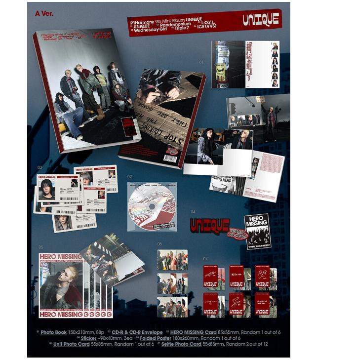 [Предзаказ] 9-й мини-альбом P1Harmony ‘UNIQUE’ (Фотокнига Вер.) — НАБОР из 3 версий / Случайная версия