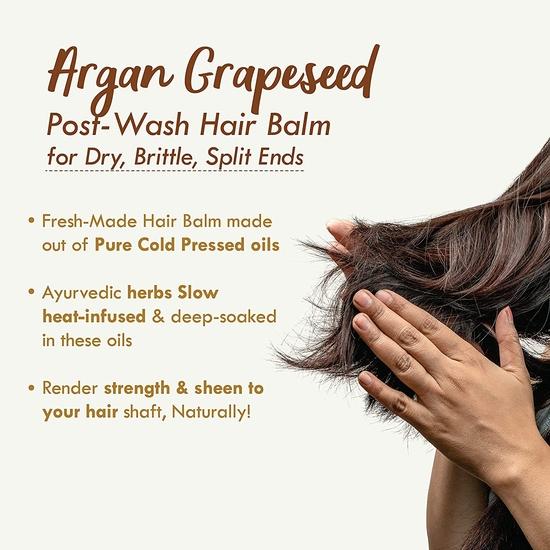Nat Habit Argan Grapeseed Hair Balm For Men & Women Split Ends, Smoothening, Post Wash Straightening - (Pack of 1, 25ml)
