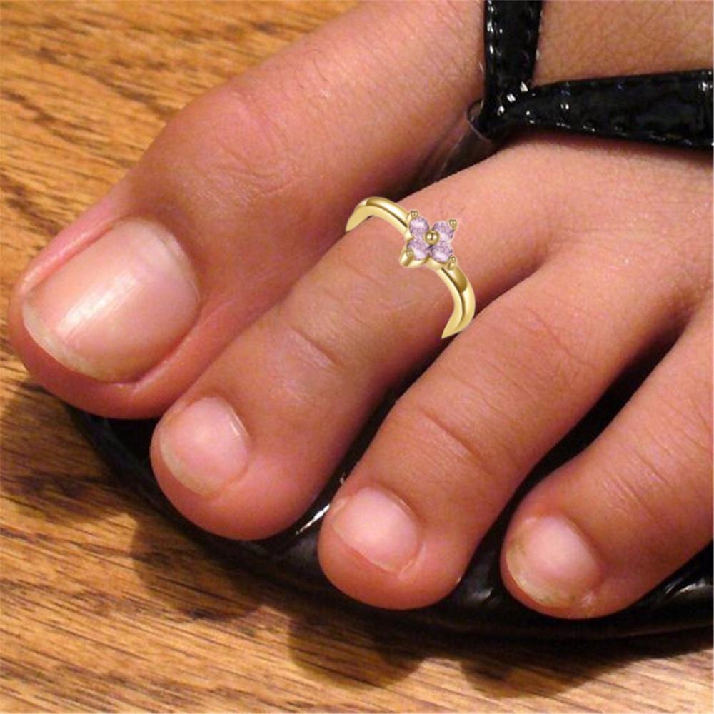 New Gold Plated Color Zircon Toe Ring High Quality Non Fading Jewelry Fashion Luxury Accessories Women's Summer Gift