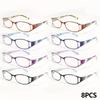 8 шт. Очки для чтения с защитой от синего света, мужские, модные, разноцветные, для пресбиопии +1.0~+4.0