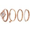 Bangle Analog Ladies Rose Gift Ladies' Watch, Simple, Popular, Stylish, Cute, 4-piece Set, Display, Waterproof, Watch, Gold, Birthday, Anniversary,