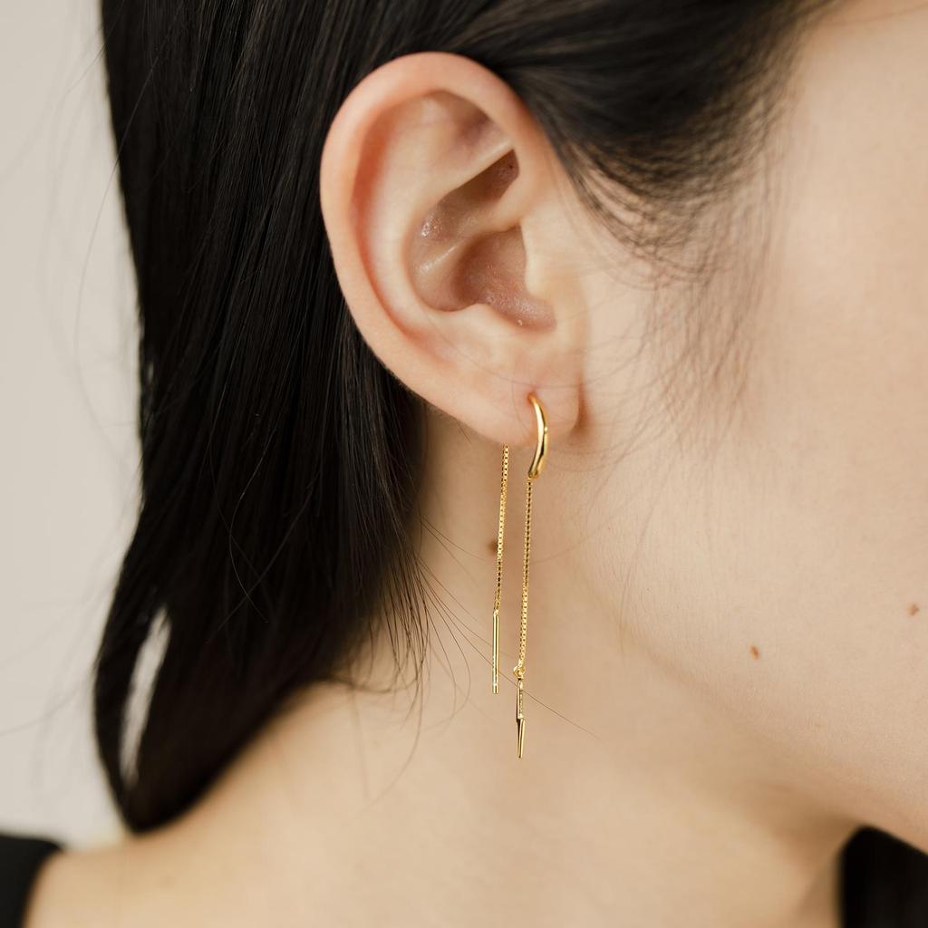 ANDYWEN Серьги-цепочки из стерлингового серебра 925 пробы с длинным шипом и пирсингом