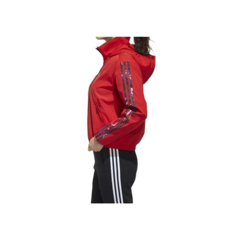 adidas Mic Warm Women's Red Floral Print Hooded Jacket GG0769