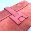 HERMES Bag H logo Jige Elan bag Clutch bag Leather Red
