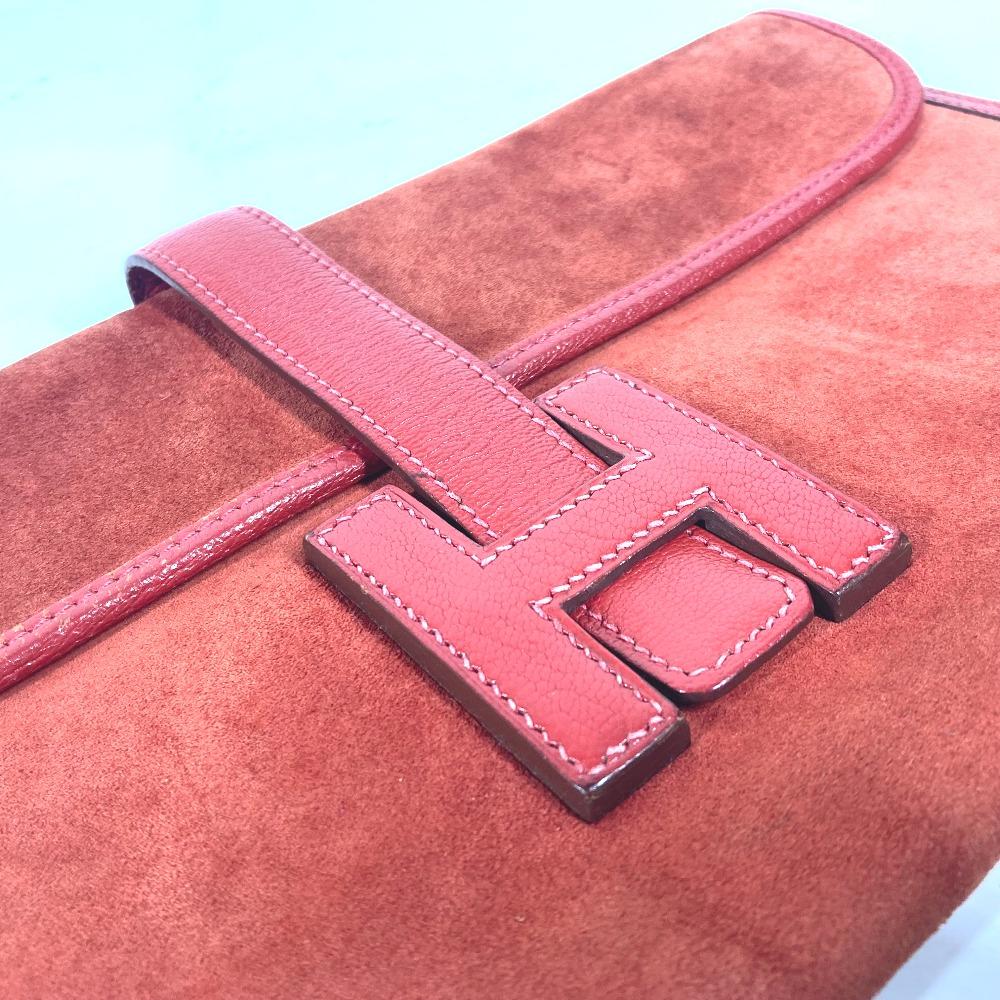 HERMES Bag H logo Jige Elan bag Clutch bag Leather Red