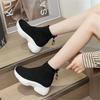 Осенние новые вязаные эластичные носки, женские ботинки, толстая подошва, спортивная повседневная обувь, женская легкая нескользящая платформа, ботинки Mujer