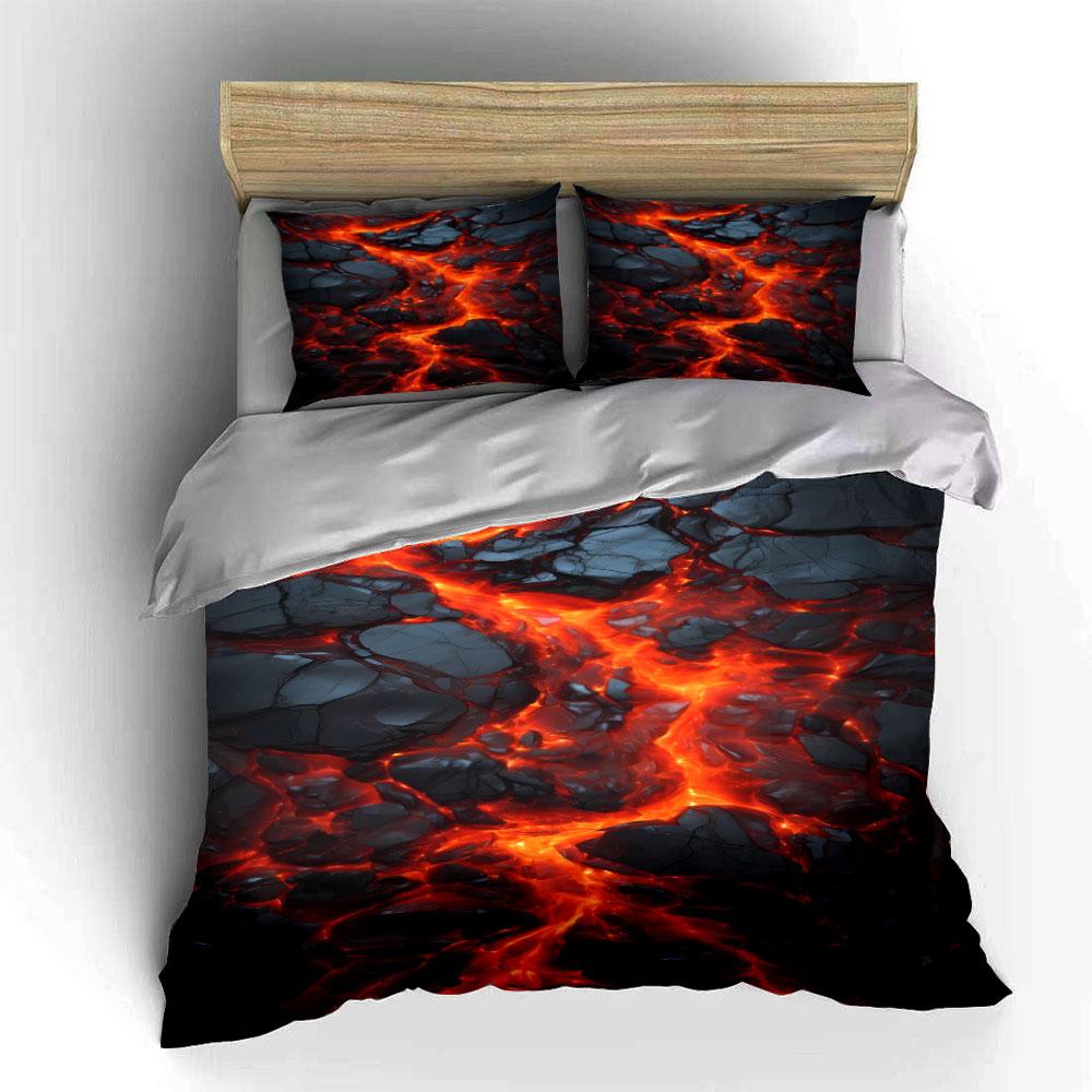 Fiery molten lava pattern. Bedding sets Duvet cover sets Duvet covers Pillowcases(1*Duvet Cover 2*Pillowcases without duvet insert)