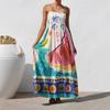 Women's Boho Floral Beach Sundress Sleeveless Summer  Maxi Dress Spaghetti Straps Casual Smocked Flowy A-Line Dress Party Long Dresses for Women