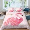 Flamingo Duvet Cover Three-Piece Girl Bedroom Bedding Quilt Cover Set Pink Bedspread