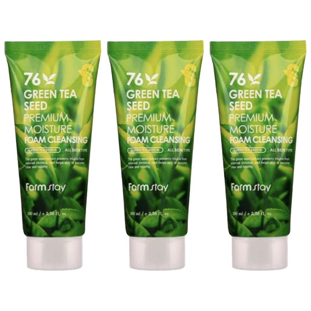 FARM STAY 76 Green Tea Seed Premium Увлажняющая очищающая пенка 100 мл (3 варианта)