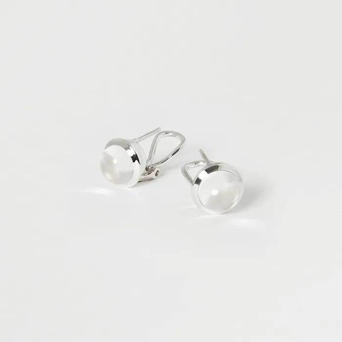 white quartz clip earrings