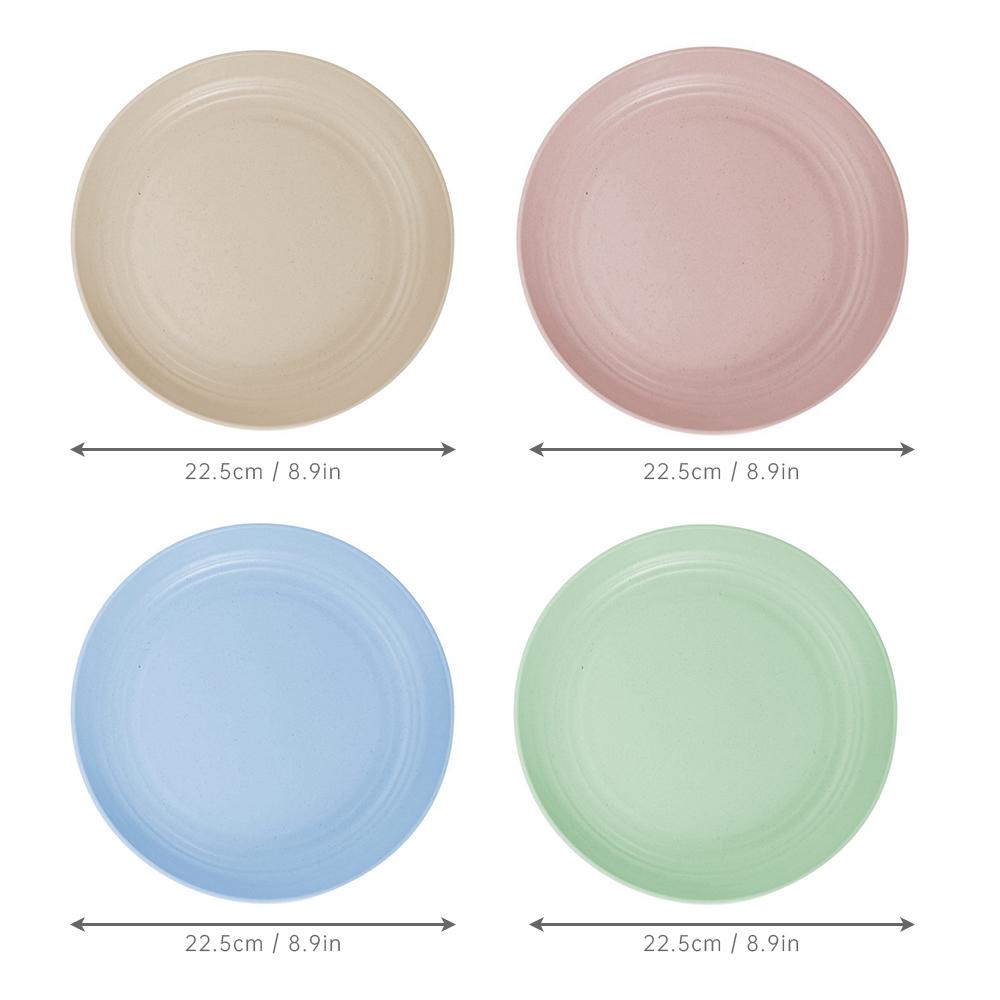 4 шт. 8,9-дюймовые небьющиеся легкие тарелки из пшеничной соломы, пищевые, разноцветные, глубокие тарелки для микроволновой печи и посудомоечной машины