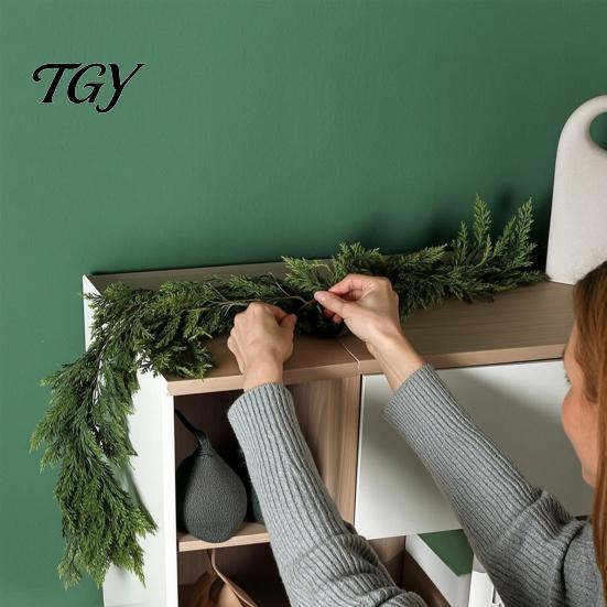 Commercial Christmas Display Greenery 4/6FT Artificial Cedar Garland, Real Touch Pine Garland Decoration, Faux Winter Wreath, Realistic Cypress