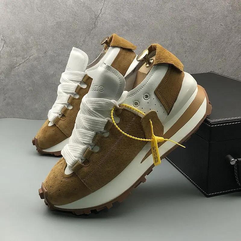 Мужские кроссовки на массивной подошве, модные повседневные кроссовки из микрофибры, дышащие туфли на платформе с увеличенной высотой