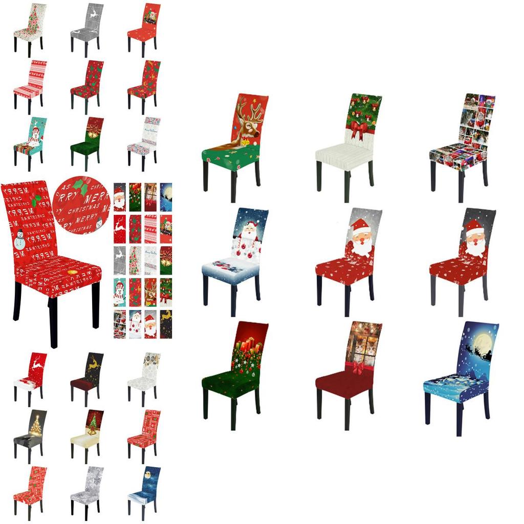 Праздничный рождественский чехол на стул с отличной эластичностью, идеально подходящий для любой мебели