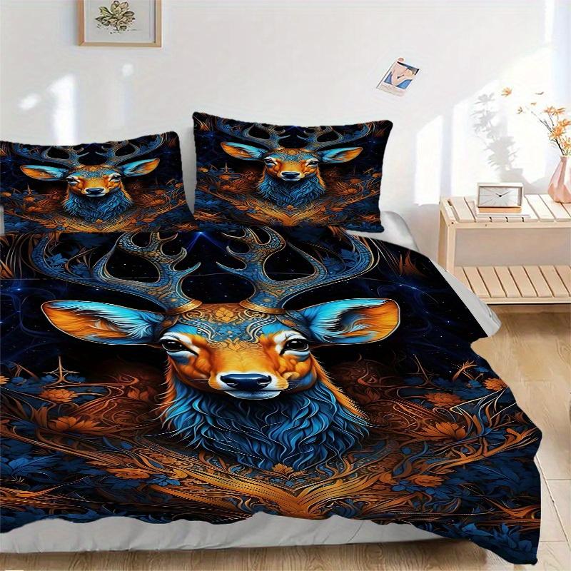 3pcs Fantasy Deer Soft Comfortable Bedding set, For Bedroom, Guest Room And Dorm, All - Season Use, High-Definition Printing136